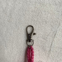 Load image into Gallery viewer, fluffy pink and white heart keychain
