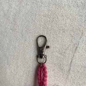 fluffy pink and white heart keychain