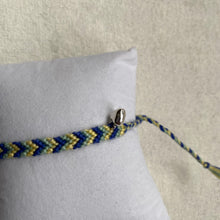 Load image into Gallery viewer, blue and yellow chevron with heart charm
