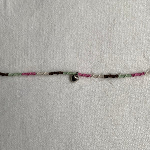 Pink and green anklet