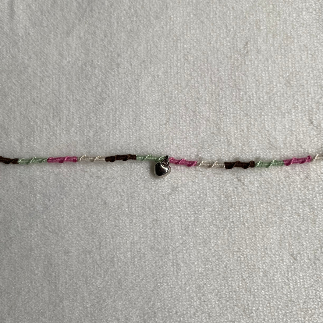 Pink and green anklet