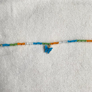 Blue and orange anklet